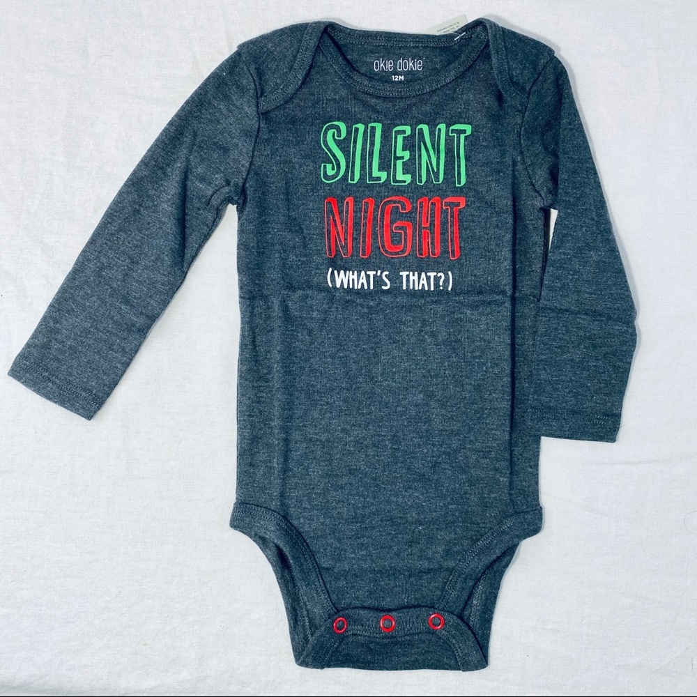 Okie Dokie Silent Night Christmas Baby Bodysuit Onesie